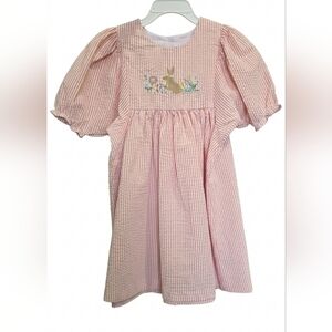 Bonnie Jean Pink Gingham Kids Dress with Embroidery